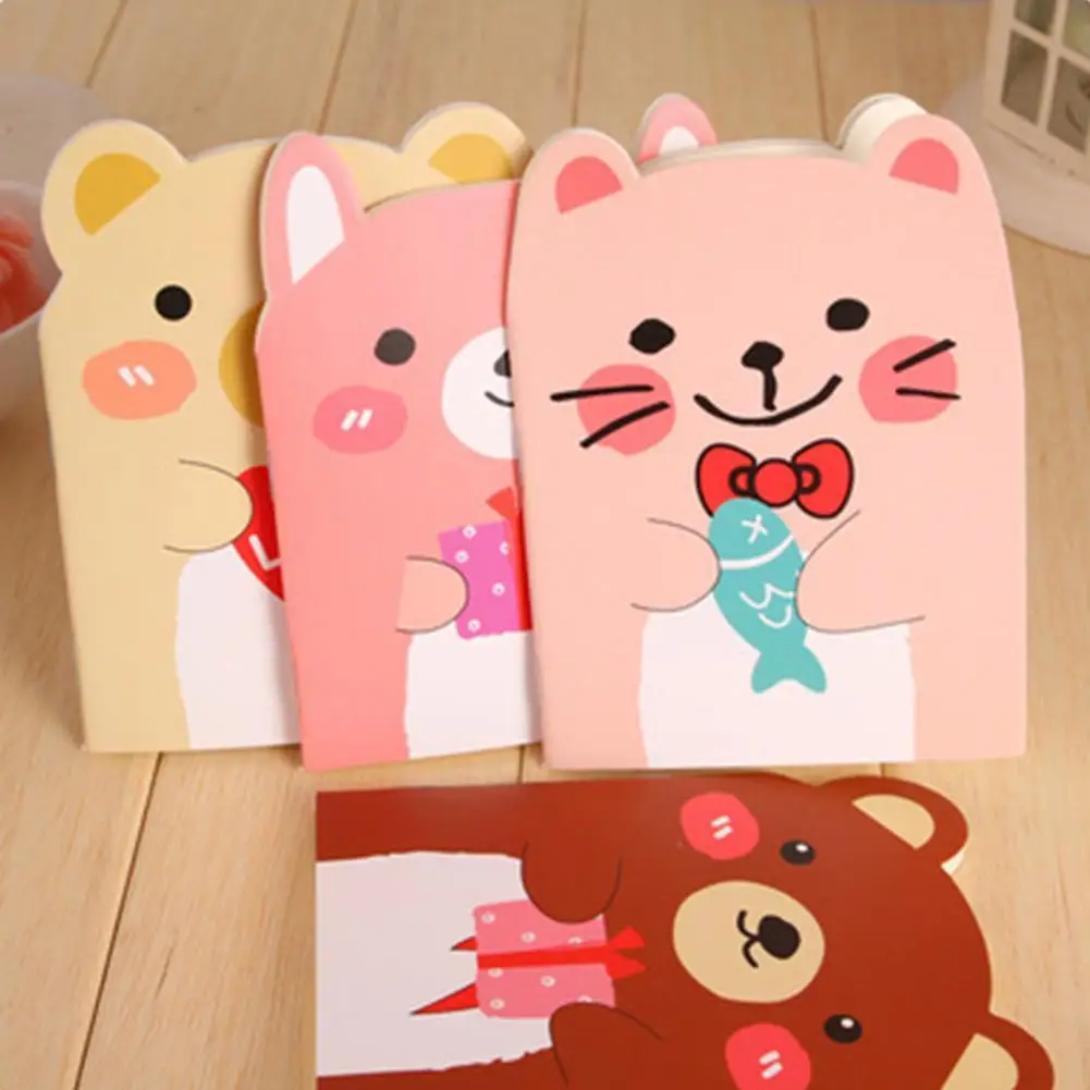 5 Pcs Portable Notebook Stationery Notepad Creative Cute Cartoon Bears Note Pad Student Vocabulary Words Recite