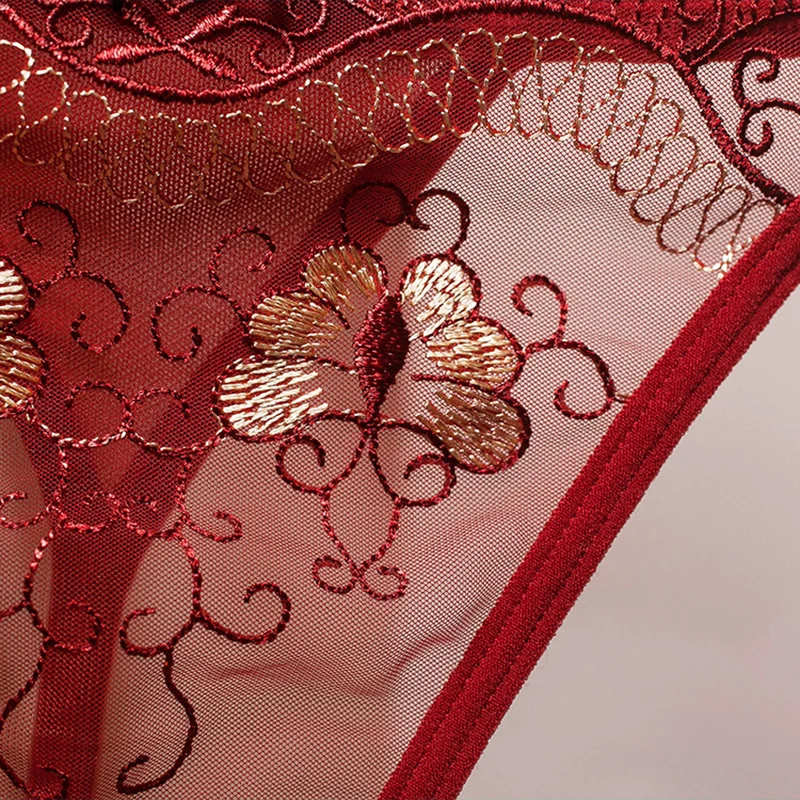 

Women's G-String Panties Mesh Ladies Transparent Perspective Underpant Low Waist Thong Flower Pattern NShopping