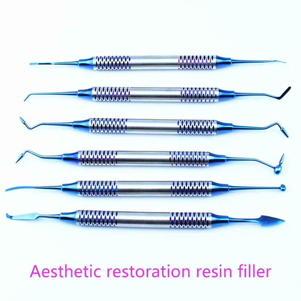 6 шт. зубная композитная смола шпатель с титановым покрытием набор наполнителя из