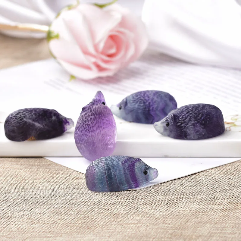 1 шт. натуральный кристалл кварца резьба Радуга Флюорит Ежик камень небольшой