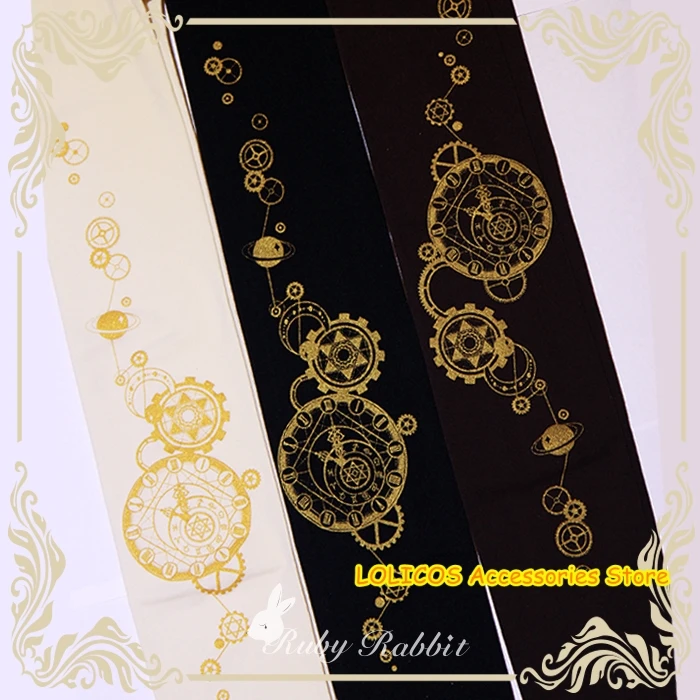 

Gothic Style Lolita Astrological Clock Printed Wash Gold Thin Velvet Stockings Retro Cosplay Pantynose Tights Stocking Autumn