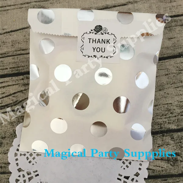 Wedding Decoration 125pcs Silver Metallic Dotty Treat Bag Foil Goody Baby Shower Gift Favour | Дом и сад