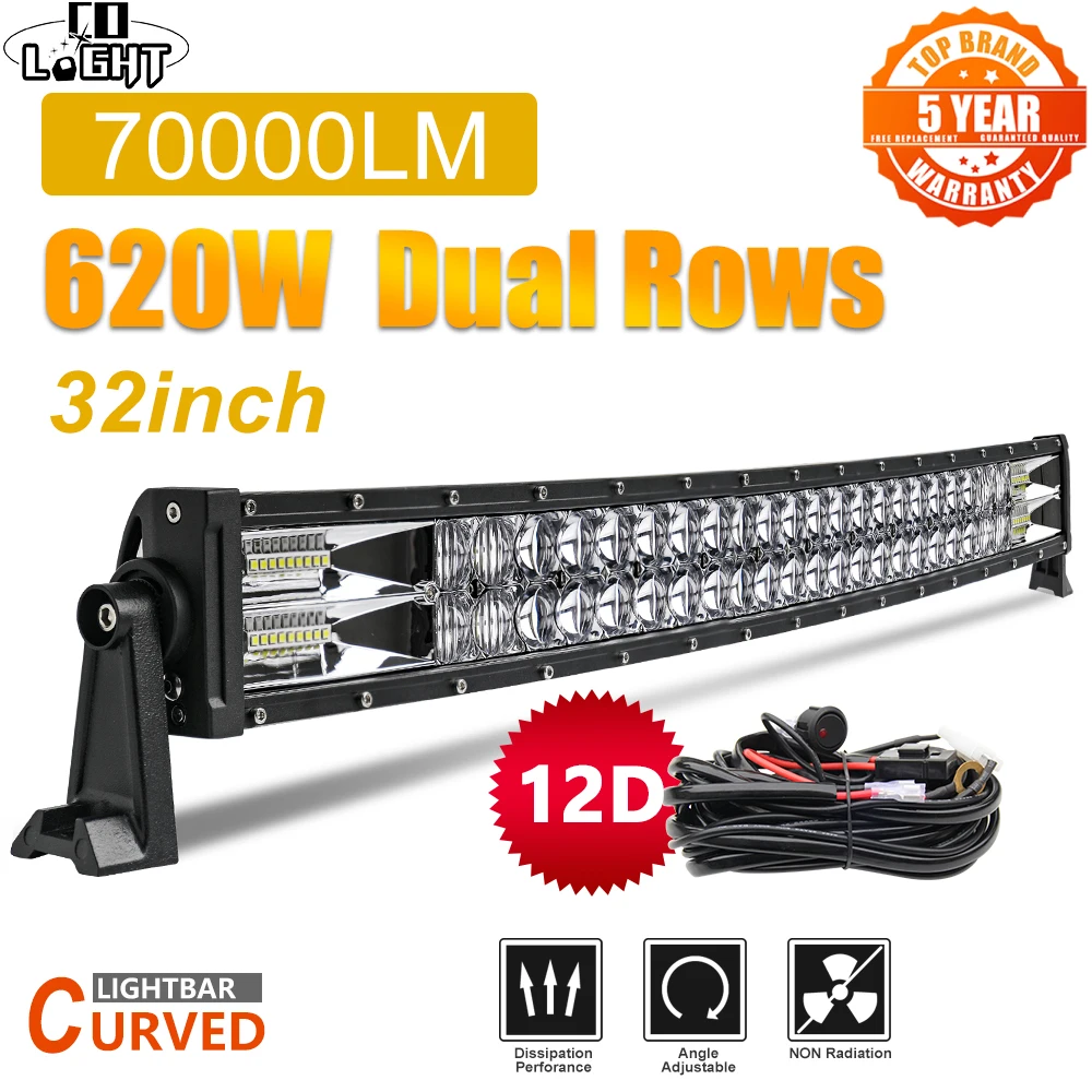 CO светильник супер яркий 22 &quot32&quot 42 &quot52&quot светодиодный рабочий 12 в 24 Led бар 2 ряда
