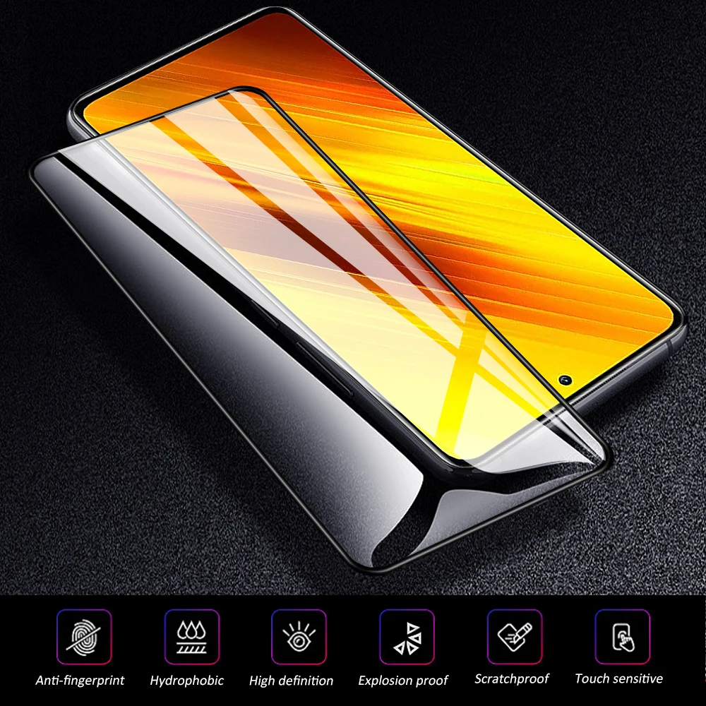 full glue screen protector for poco x3 nfc glass for xiaomi poco x3 nfc m4 m3 pro glass protective lens film for poco x3 pro free global shipping