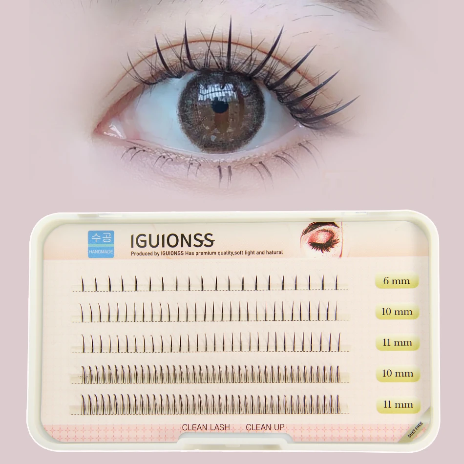 

NEW IGUIONSS 5 rows 170 pcs Eyelashes Single Cluster Self-Grafting Fairy lashes Type A lashes 6-11mm Mixed Packaging C Curl