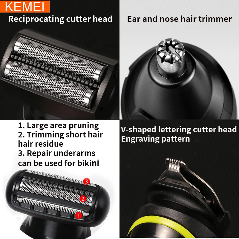 

Electric hair clipper multifunctional trimmer for men electric shaver for men's razor Nose trimmer Kemei Hair cutting machine 5