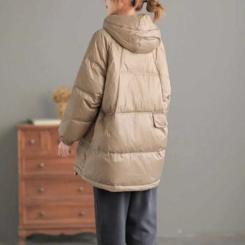 Personality Trend Fashion Female Coat 2023 New Women Down Jacket Winter White Duck Down Hooded Casual Women Down Jacket NBH278