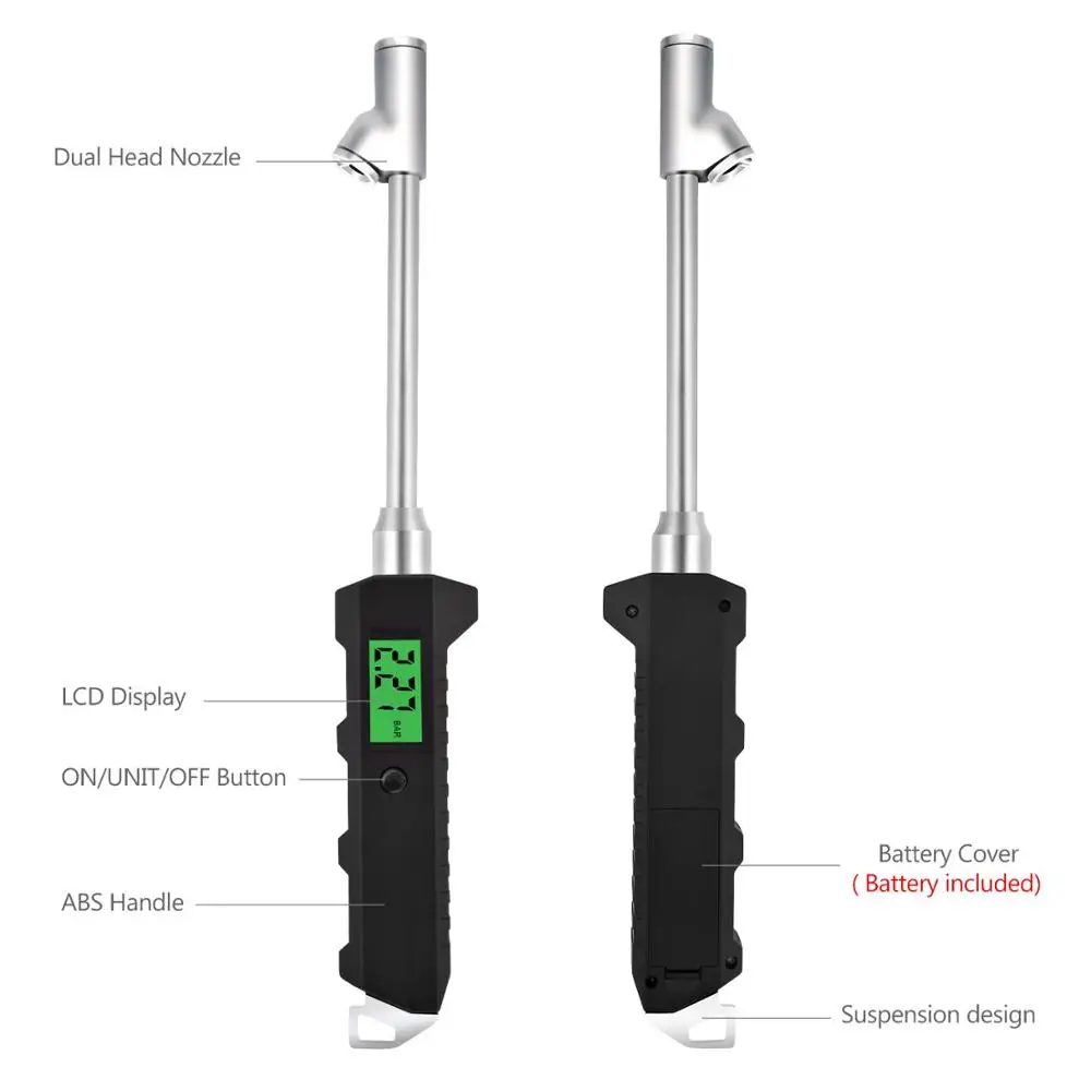 Цифровой манометр для шин Geartronics измеритель давления в шинах с двойной головкой