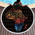 3D-карта Африки, Круглый эргономичный коврик для йоги, ретро экзотическое одеяло Toalla, 150 см, коврик, накидка на бикини с кисточками, мягкое