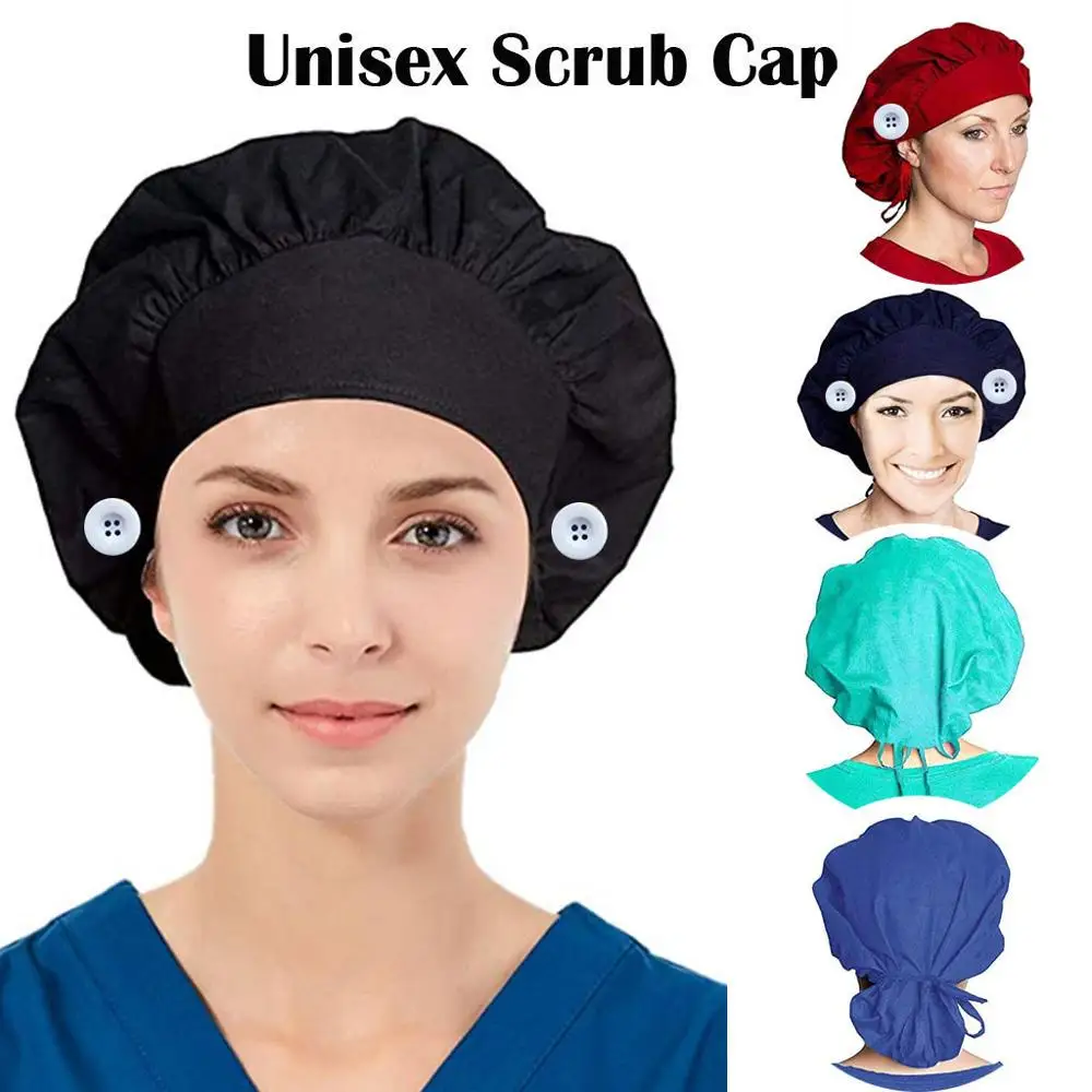 

Women Bandage Adjustable Cap Solid Print Work Hat Sweatband Bouffant Hat gorros quirofano mujer nurse Work Accessories 2021