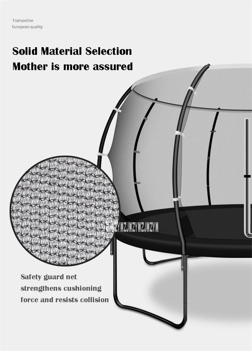 

Children's Trampoline Frame, Adult, Indoor And Outdoor Fitness Equipment With Protective Net Black, Diameter 3.66M MX1208