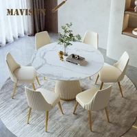 modern light luxury rock board dining table practical retractable folding round table for home high end restaurant furniture