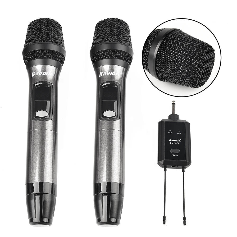 Wireless Microphone BM-14D UHF System Machine Recording Karaoke Handheld with Rechargeable Receiver Karaoke for Party KTV