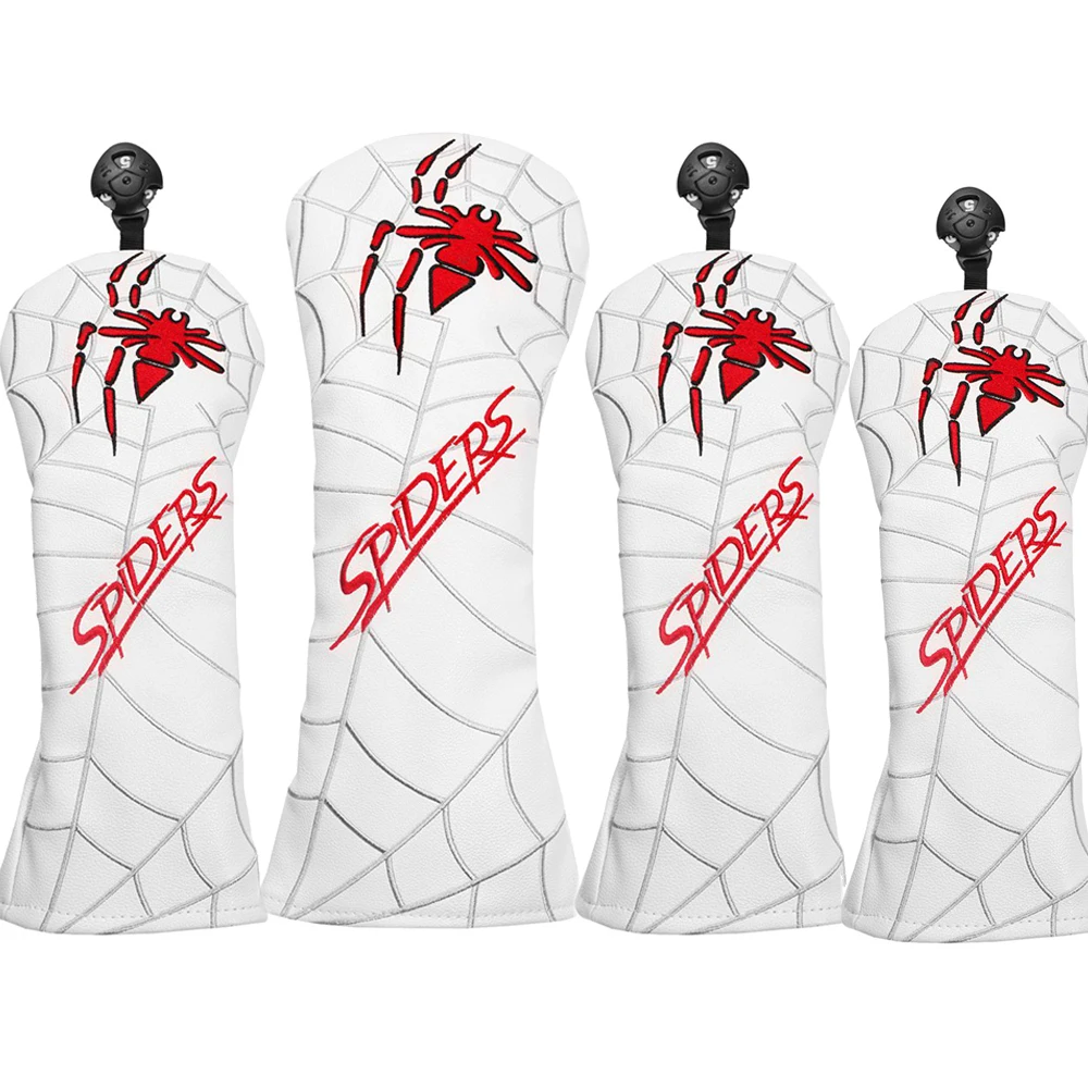 4pcs Spider Series PU Leather Golf Club Head Cover for Driver FW Fairway Wood Hybird HeadCover