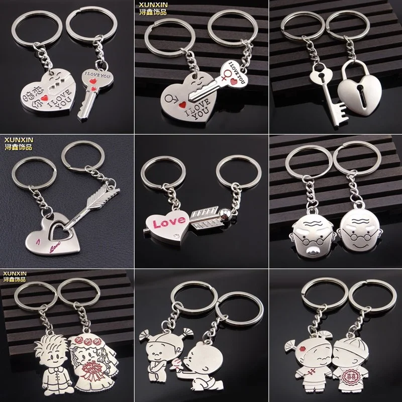 

Hot Sale Zinc Alloy Silver Plated Lovers Gift Wedding Favors Couple My Heart Keychain Fashion Keyring Key Fob Creative Key Chain