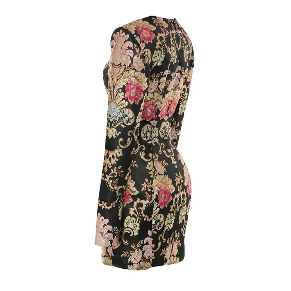 

Moonccloset1 New Winter Printing Long Sleeves Bandage Dress Elegant Dress High Quality Rayon