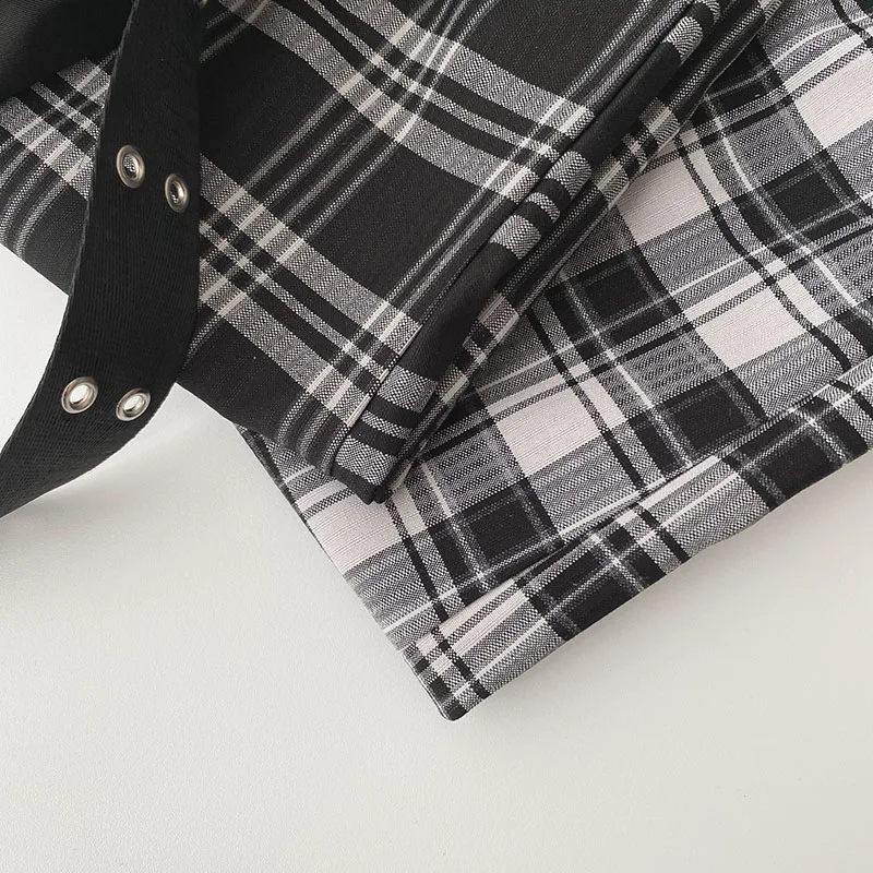 

Women's Harem Pants 2021 Spring Plaid Casual Streetwear High Elastic Waist Baggy Fashion Harajuku Versatile Trouser