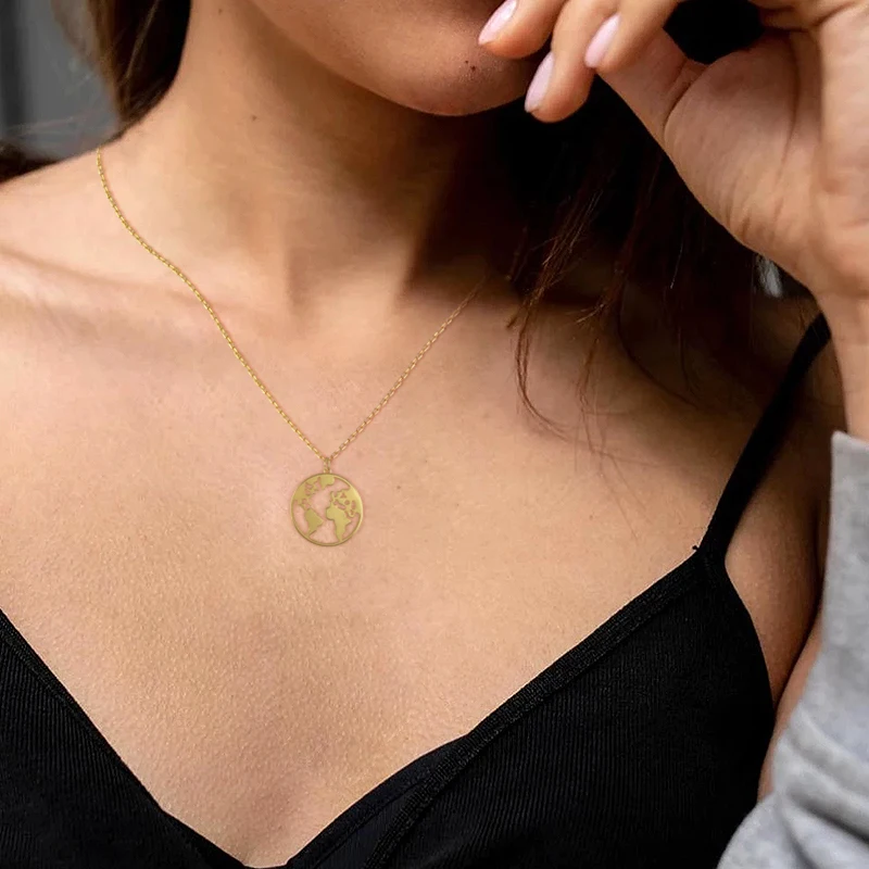 ROXI 925 Серебряное ожерелье Кулон карта мира Globetrotter колье для женщин Подарок