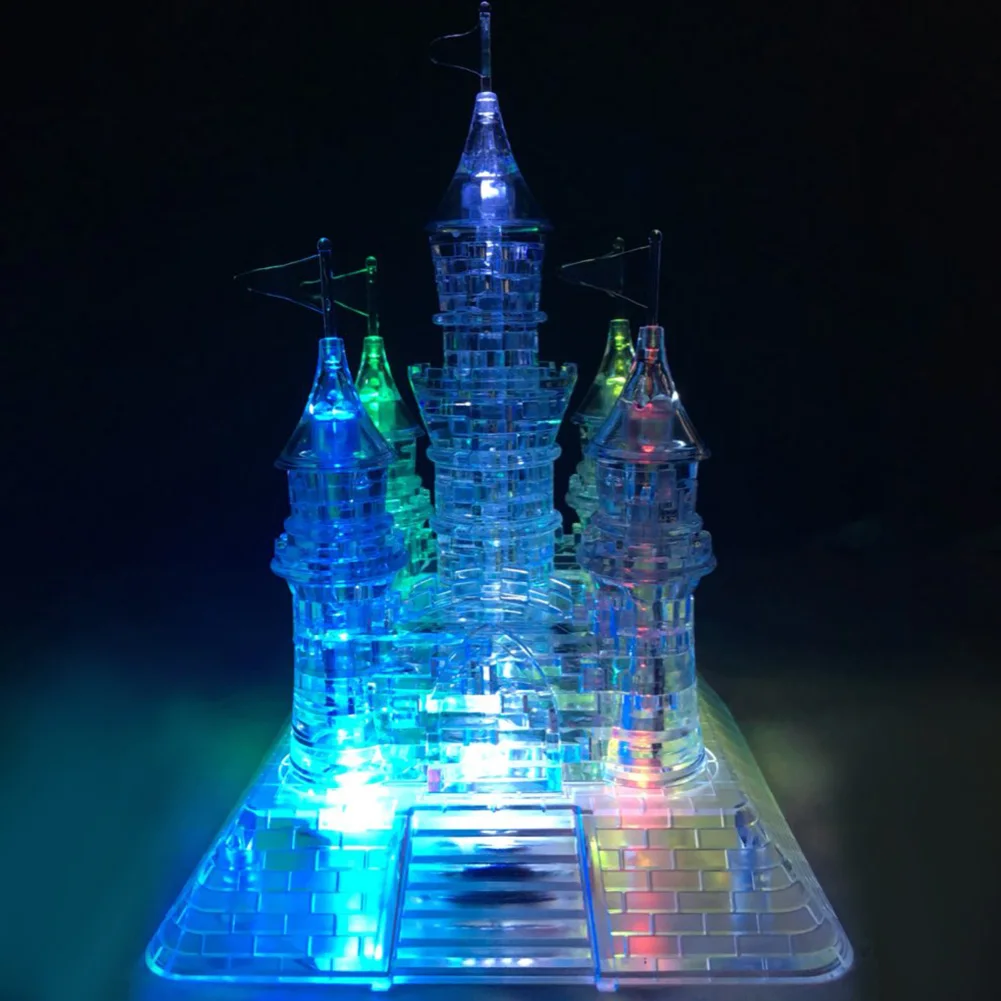

3D Crystal Christmas Gift Music Flash Model DIY Castle Transparent Blocks Children Brain Educational Toys