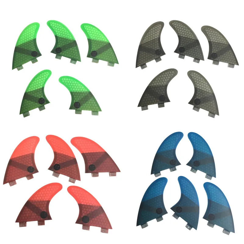 Double Tabs UK2.1 Surf Fins Fiberglass Honeycomb Fibre Surfboard Fin 5 in Per Set 4 color Fins