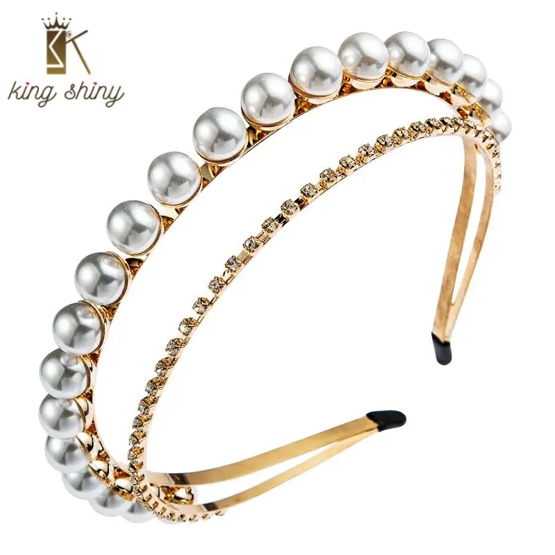 

Personality 2 In 1 Multi Color Crystal Metal Designer Headband Luxury Geometric Rhinestone Hair Band Lady Party Hair Accessories