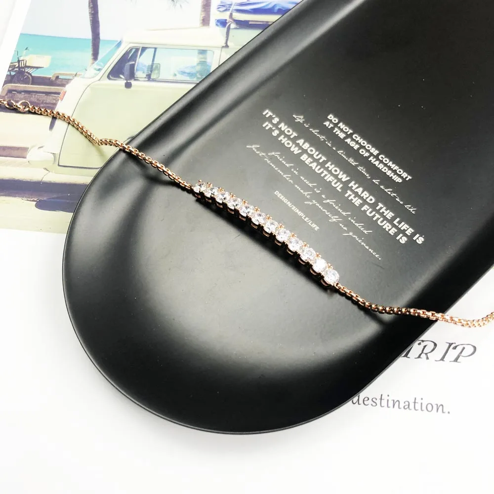 

Chain & Link Bracelet Rose Gold Color Classic,2019 925 Sterling Silver Fashion Jewelry Europe Stlye Gift for Women Girl