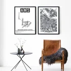 Плакаты на холсте с изображением аэропорта Амстердама, черного и белого цвета