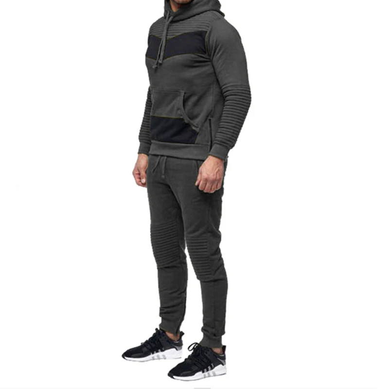 

2020 Autumn Sport Suits Zipper Hoodie Men New Running Casual Hooded Tracksuits Clothes Joggers Fitness Training Set Two Piece
