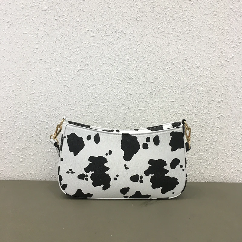 

Simple PU Leather Ladies Shoulder Messenger Bags Vintage Cow Pattern Women Underarm Bag Fashion Female Purse Baguette Handbags