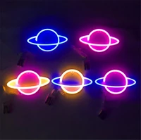 planet led neon lamp round planet neon sign neon light battery powered home decorative wall light party room lighting decor