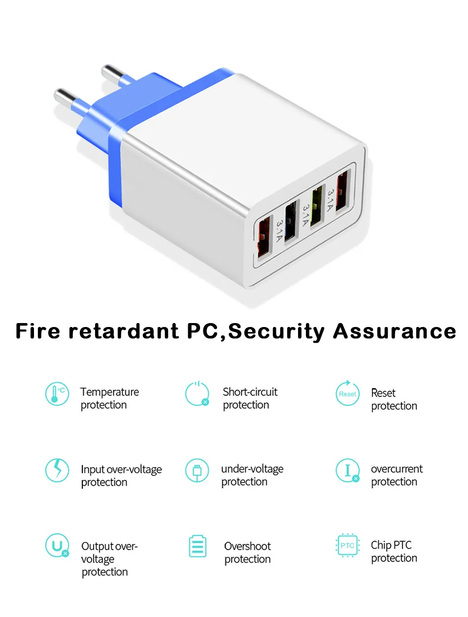 CinkeyPro 4-Порты USB Зарядное устройство для samsung iPhone huawei стены мобильного телефона 5 V/3.5A Универсальный адаптер быстрой зарядки
