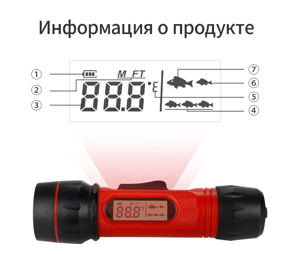 Erchang XF02C портативный гидролокатор рыболокатор с цифровой ручкой эхолот водонепроницаемый гидролокатор сенсор 100 м глубина ледовой рыбалки рыболокатор