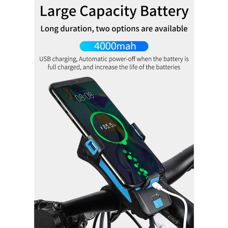 Водонепроницаемый велосипедный светильник с велосипедным рожком/держателем для