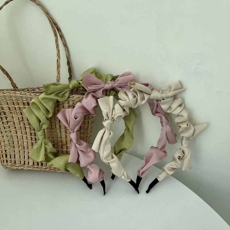 Повязка для волос женская с бантом широкий ободок в винтажном стиле аксессуар 2021