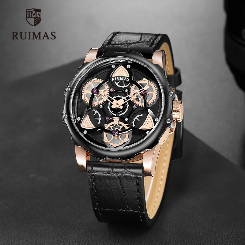 Мужские наручные часы RUIMAS Кварцевые водонепроницаемые с вращающимся