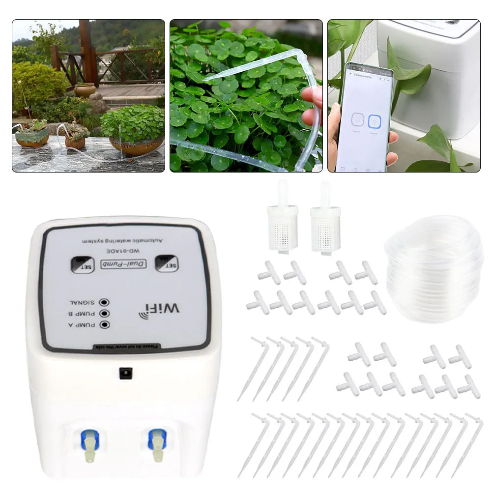 

Automatic Irrigation System Electronic Self Watering Timer Device With Hose Double Pump For Indoor Drip Potted Plants Style3