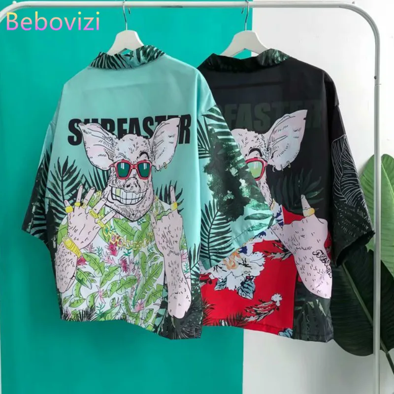 Bebovizi M XXL кимоно в японском стиле 2020 Новое японское модное зеленая черная свинка