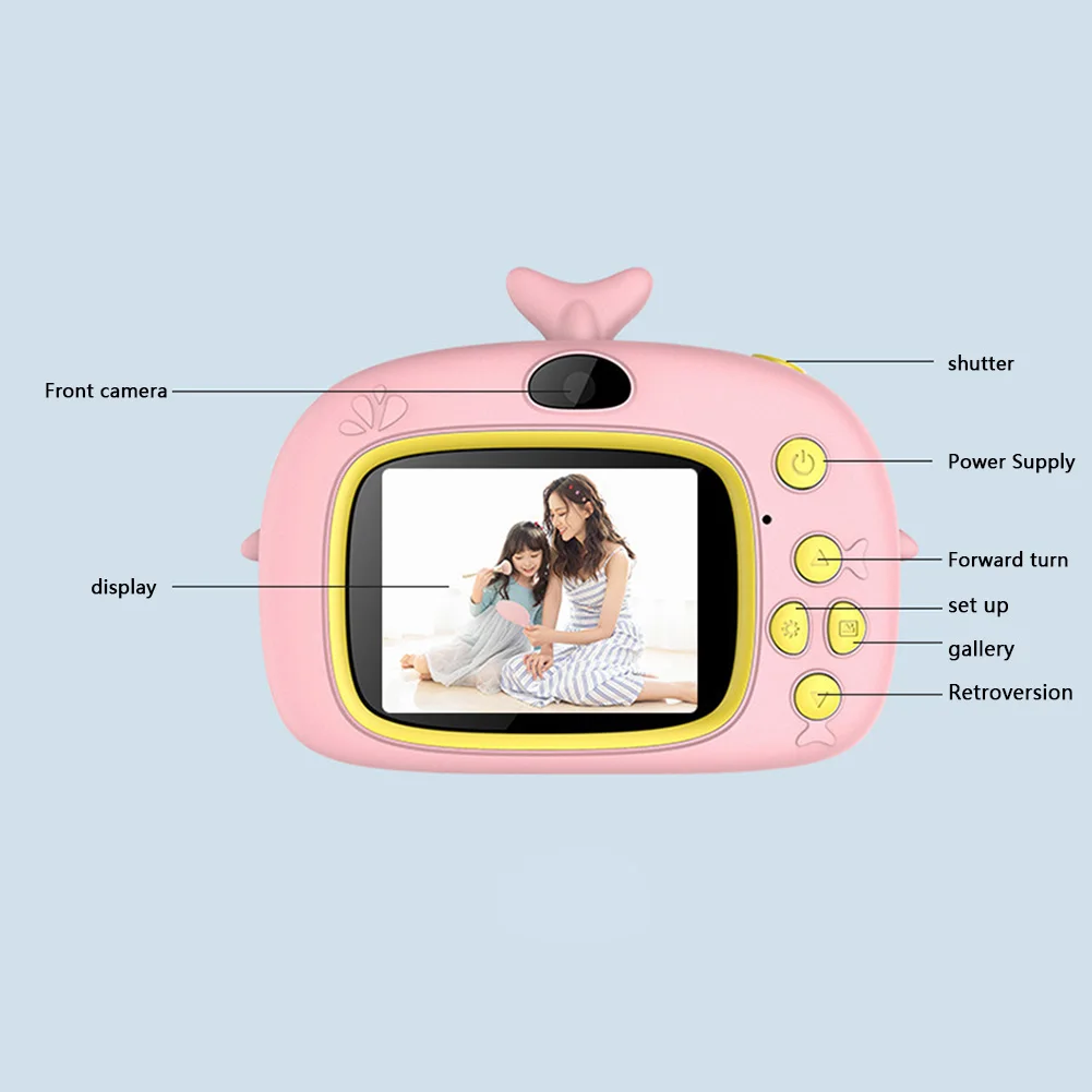 

Kids Camera 2.0 inch IPS Display Dual Lens Cartoon Video Camera Toys for Kids Boys Girls Gifts Toys