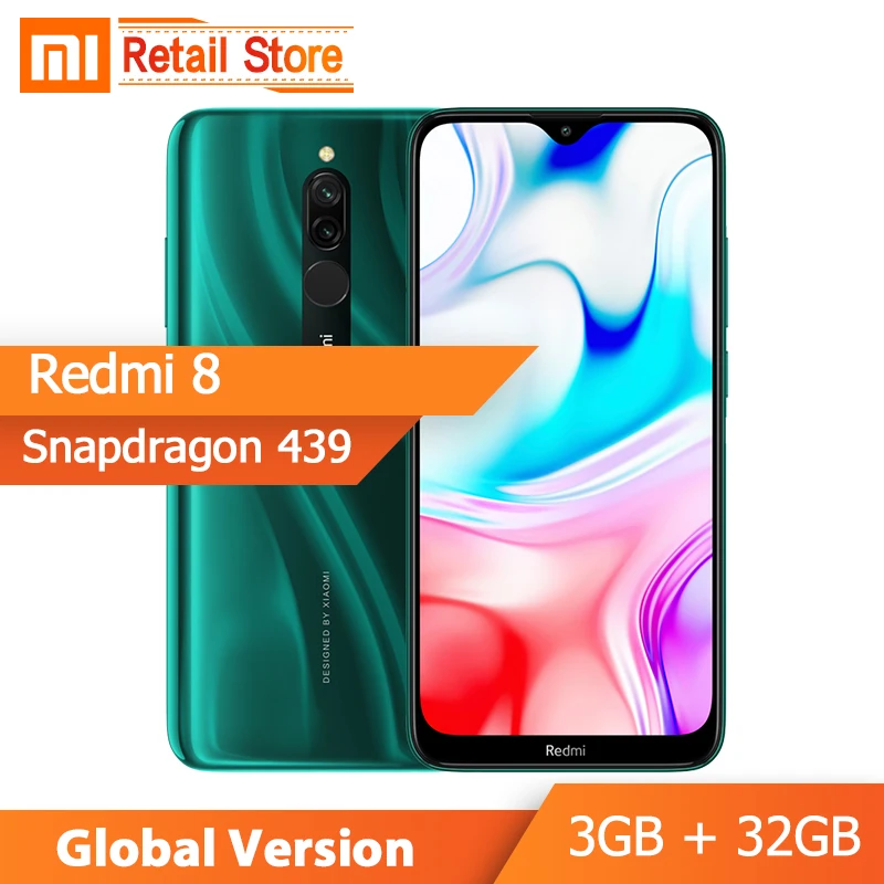 Xiaomi Redmi 8 с глобальной версией 3 ГБ 32 Восьмиядерный мобильный телефон Snapdragon 439 hd