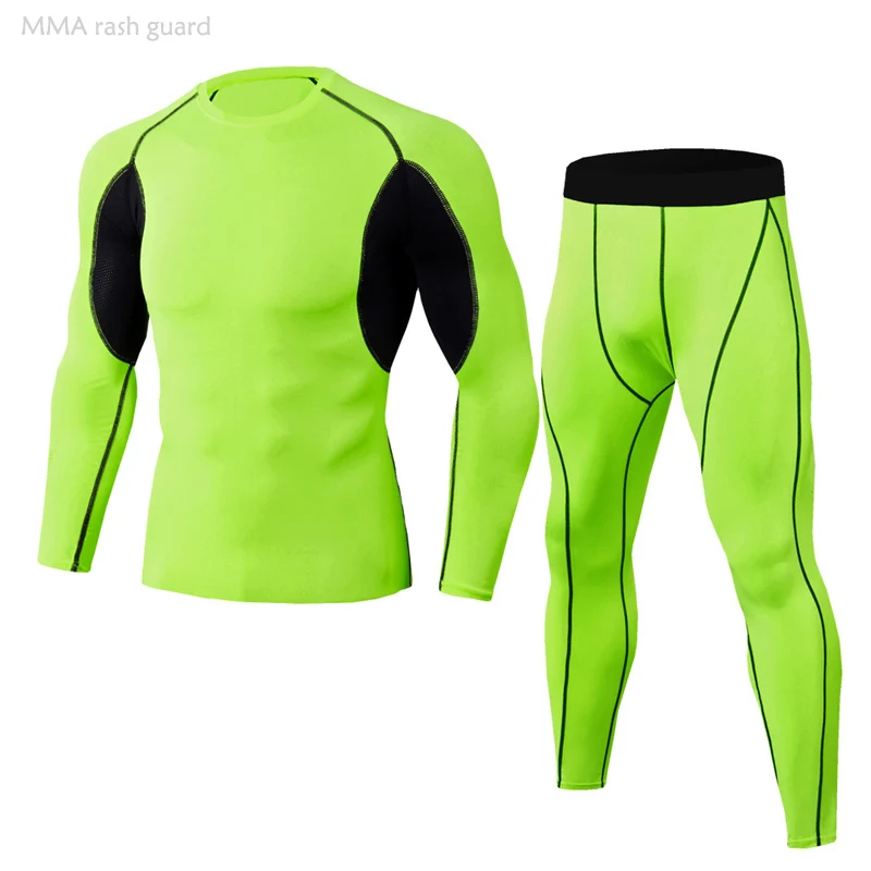 

4XL Men's Winter Clothing Thermal Underwear Shirt + Pants 2-piece Brand Sportswear Men Tracksuit Compression Tights Jogging Suit