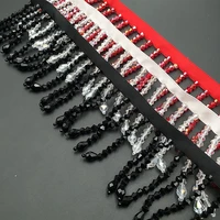 2 yards crystal glass handmade beaded webbing fringe lace barcode clothing curtain decoration diy accessories