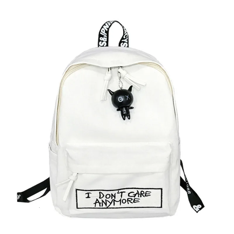 

2020 Letter New Backpack Fashion Canvas Women Backpack Doll Pendant Travel Women Shoulder Bag Backpack Female Mochila Bagpack