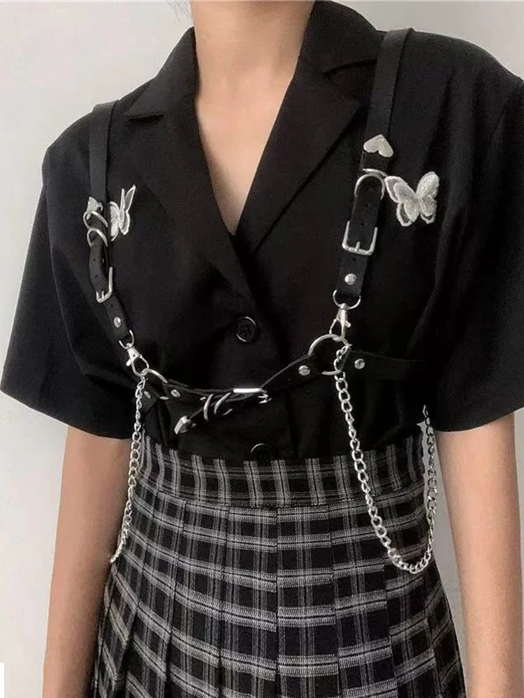 Женский ремень с цепочкой Goth PJ438 кожаный женский корсет в стиле панк модный