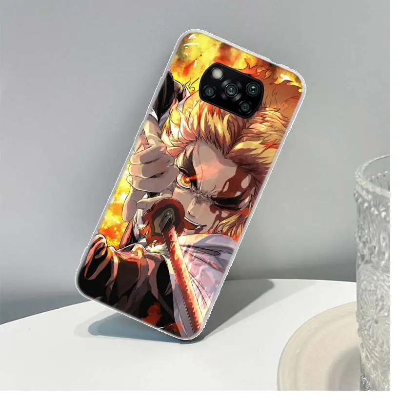 demon slayer rengoku kyoujurou cover phone case for xiaomi mi note 10 poco m4 m3 m2 x3 pro x4 nfc f3 f2 f1 a3 a2 lite a1 cc9e gt free global shipping