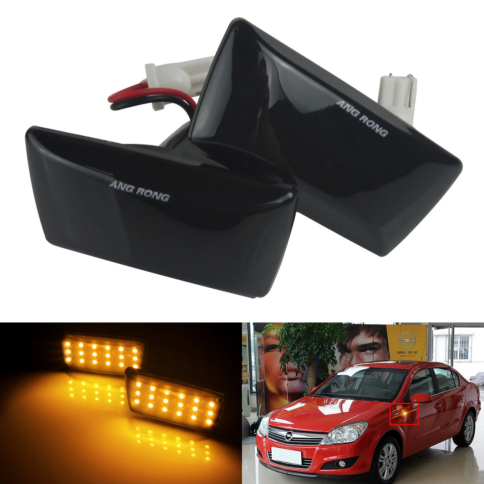 

ANGRONG 2x Янтарный светодиодный боковой маркер, ретранслятор, светосветильник индикатор, лампы для Chevrolet Cruze J300 09 +