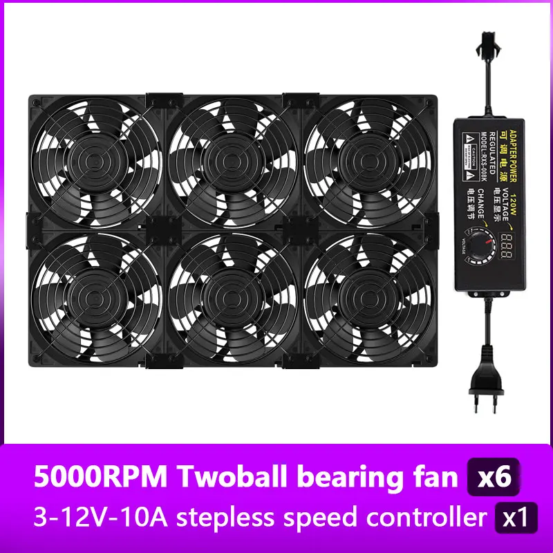 12038 5000rpm dual ball bearing 12cm violent cooling fan for pc btc open mining machine chassis server cabinet 100v 110v fan kit free global shipping