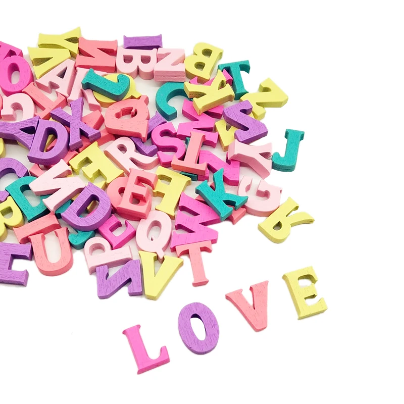 Буквы 100 шт + цифры цветные деревянные аксессуары для украшения дома DIY ремесла