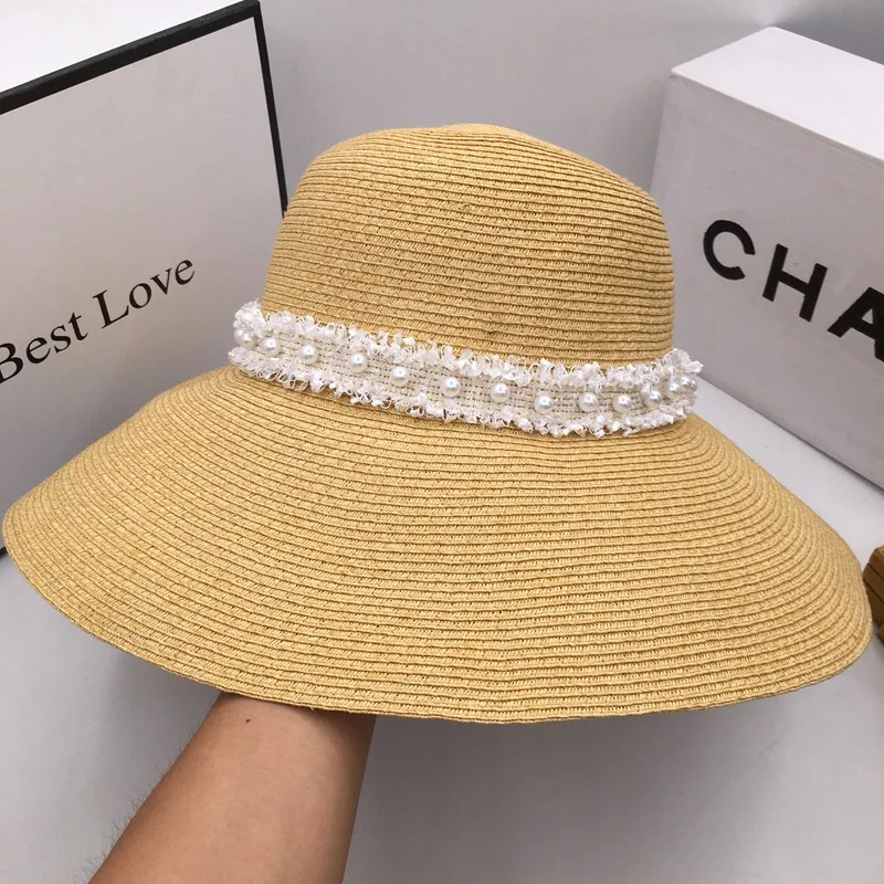 New summer straw big eaves fisherman cap basin sun hat is prevented bask in straw hat female small sweet wind of  bucket hats