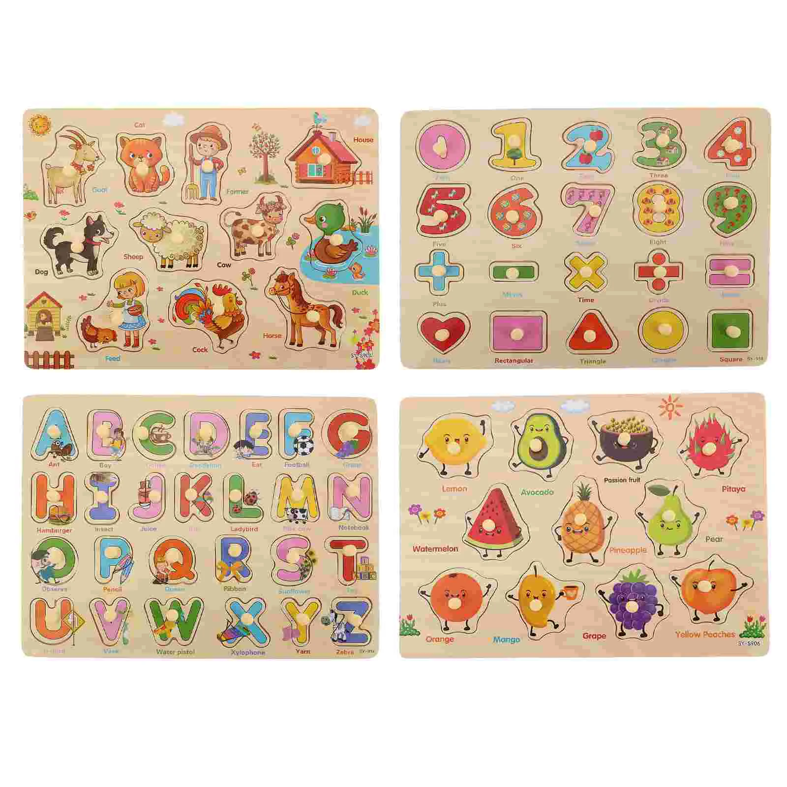 

4 Sets Wooden Jigsaw Child Jigsaw Puzzle Kid Puzzle Educational