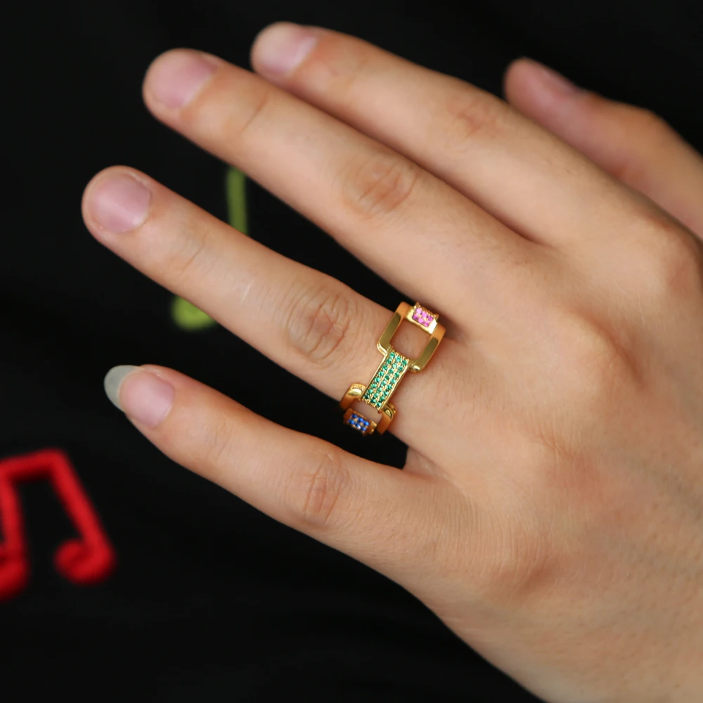 2021 хип-хоп Рок кубинское звено цепи кольцо для женщин мужчин золотой цвет микро